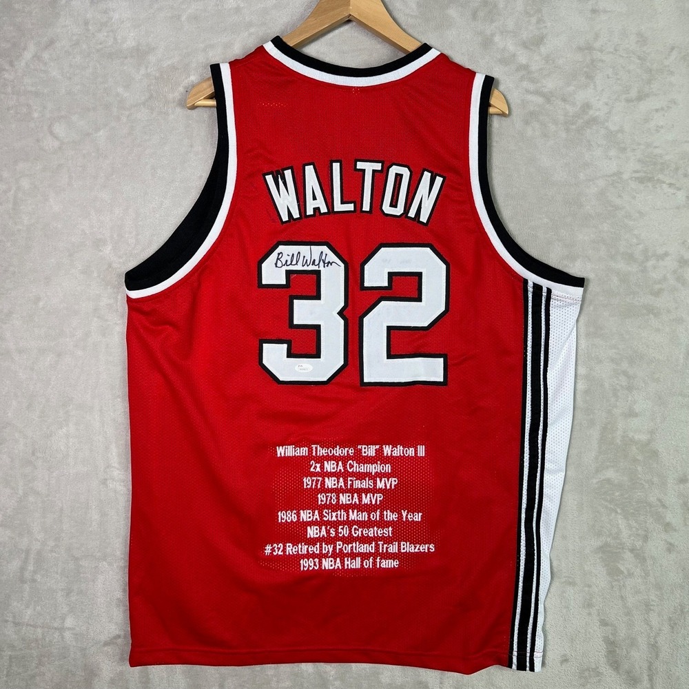 Bill Walton Signed Portland Trail Blazers #32 Stat Jersey XL Auto JSA Sticker